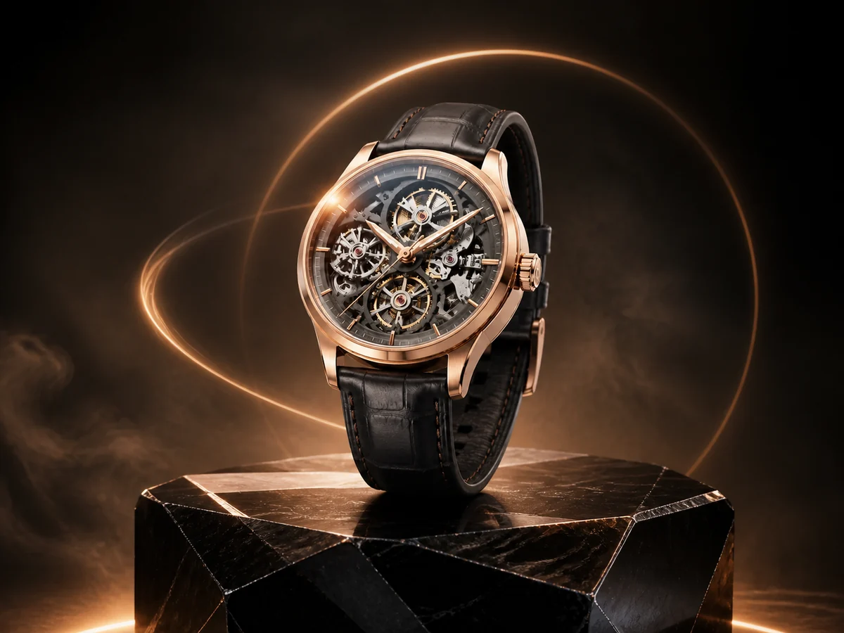 Luxury mechanical watch prepared for product photo to video animation